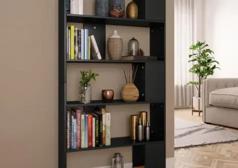Bibliotecă/Separator cameră negru, 80x24x159 cm, lemn prelucrat - 1/5