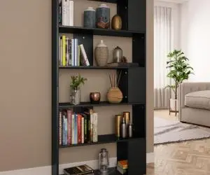 vidaXL Bibliotecă/Separator cameră negru, 80x24x159 cm, lemn prelucrat