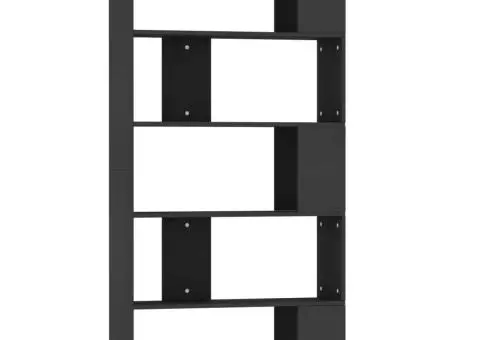 Bibliotecă/Separator cameră negru, 80x24x159 cm, lemn prelucrat - 2/5