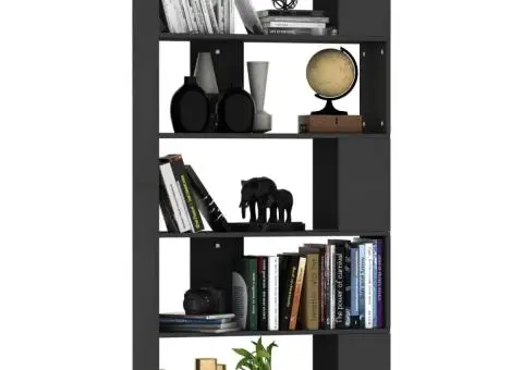 Bibliotecă/Separator cameră negru, 80x24x159 cm, lemn prelucrat - 3/5