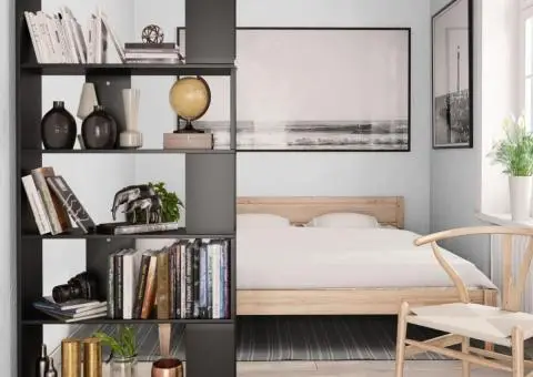 Bibliotecă/Separator cameră negru, 80x24x159 cm, lemn prelucrat - 4/5