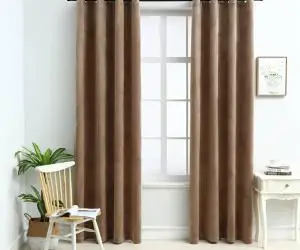 vidaXL Draperii opace cu inele, 2 buc., bej, 140 x 225 cm, catifea