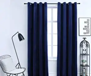 vidaXL Draperii opace cu inele, 2 buc., albastru, 140x245 cm, catifea