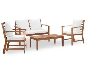 vidaXL Set mobilier de grădină cu perne, 4 piese, lemn masiv de acacia