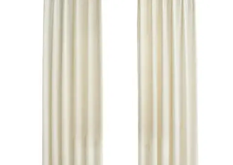 Draperii opace, 2 buc., crem, 140x245 cm, catifea, cu cârlige - 2/5