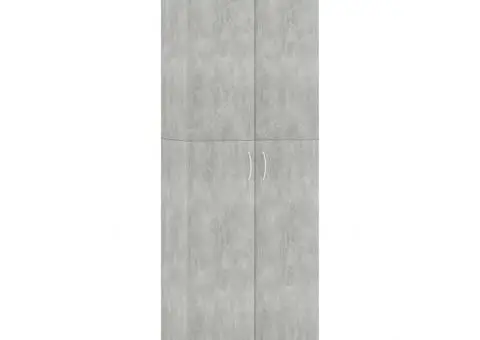 Dulap de birou, gri beton, 60x32x190 cm, lemn prelucrat - 2/5