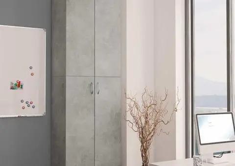 Dulap de birou, gri beton, 60x32x190 cm, lemn prelucrat - 3/5