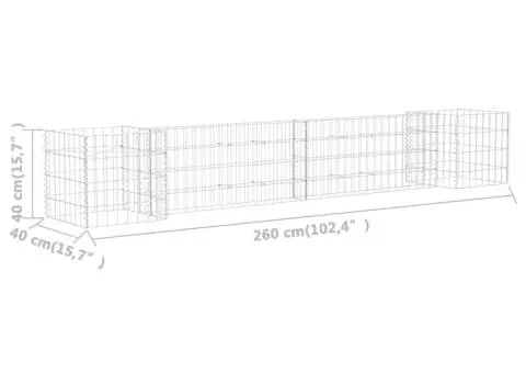 Jardinieră gabion în formă de H, 260 x 40 x 40 cm, sârmă oțel - 5/5