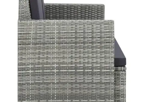 Canapea de grădină cu 2 locuri cu perne, gri, poliratan - 3/5