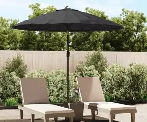 vidaXL Umbrelă de soare de exterior, stâlp aluminiu, negru, 270 cm