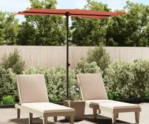 vidaXL Umbrelă de soare exterior cu stâlp aluminiu cărămiziu 180x110cm