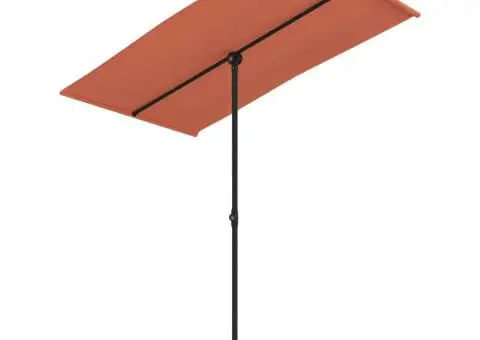 Umbrelă de soare exterior cu stâlp aluminiu cărămiziu 180x110cm - 2/5