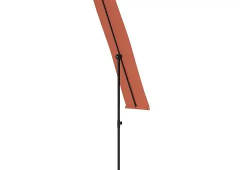 Umbrelă de soare exterior cu stâlp aluminiu cărămiziu 180x110cm - 5/5