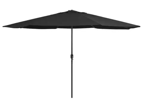 Umbrelă de soare de grădină, stâlp metalic, negru, 390 cm - 1/5