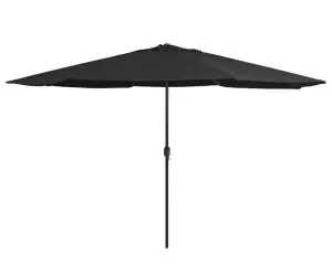 vidaXL Umbrelă de soare de grădină, stâlp metalic, negru, 390 cm