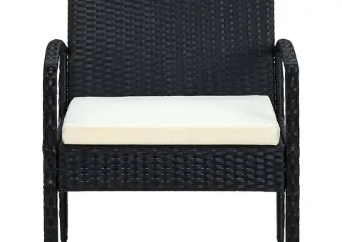 Scaun de grădină cu pernă, negru, poliratan - 2/5