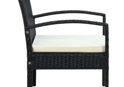 Scaun de grădină cu pernă, negru, poliratan - 3/5