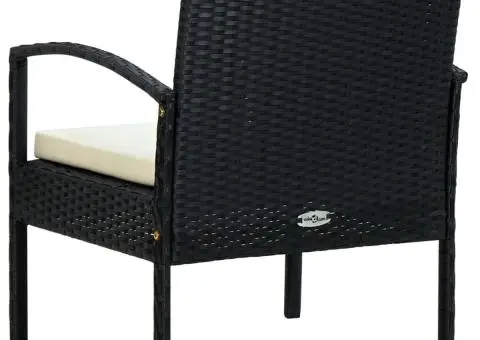 Scaun de grădină cu pernă, negru, poliratan - 4/5