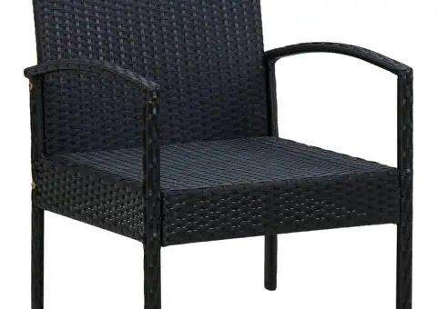 Scaun de grădină cu pernă, negru, poliratan - 5/5