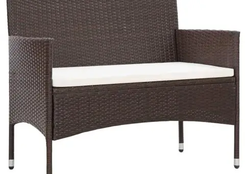 Set mobilier de grădină cu perne, 4 piese, maro, poliratan - 2/5