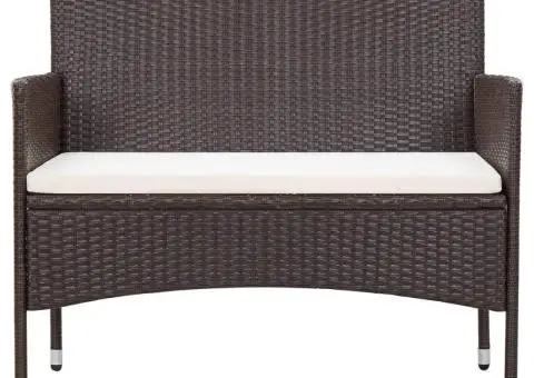 Set mobilier de grădină cu perne, 4 piese, maro, poliratan - 3/5