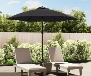 vidaXL Umbrelă de soare de exterior cu stâlp metalic, negru, 300 cm