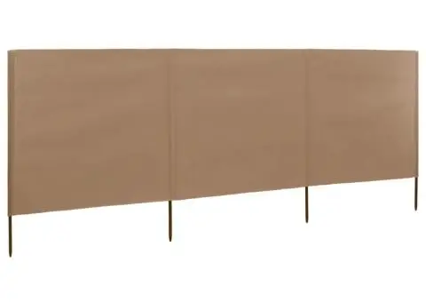 Paravan anti-vânt cu 3 panouri, gri taupe, 400 x 160 cm textil - 2/5