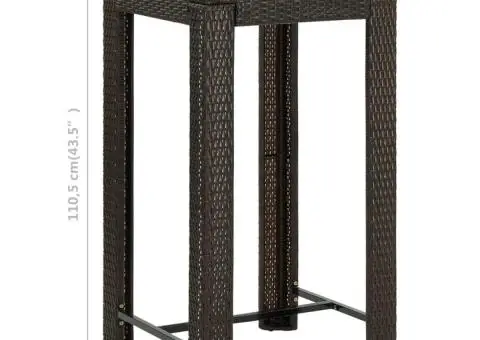 Masă de bar de grădină, maro, 60,5 x 60,5 x 110,5 cm, poliratan - 5/5