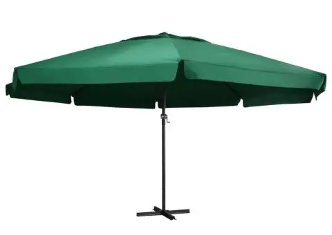Umbrelă de soare de grădină, stâlp aluminiu, verde, 600 cm - 1/5