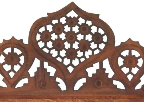 Paravan cameră sculptat manual 3 panouri maro 120x165 cm mango - 3/5