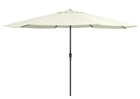 Umbrelă de soare de grădină, stâlp metalic, alb nisipiu 390 cm - 1/5
