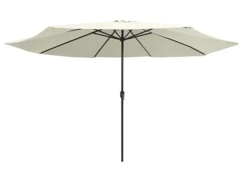 Umbrelă de soare de grădină, stâlp metalic, alb nisipiu 390 cm - 2/5