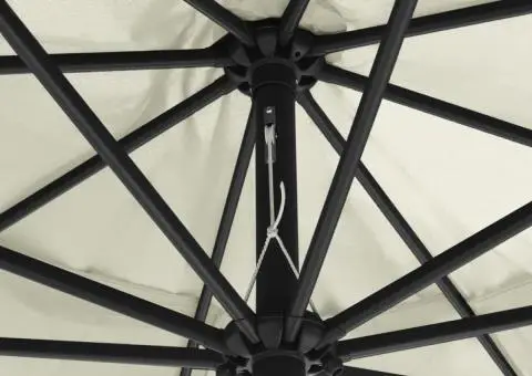 Umbrelă de soare de grădină, stâlp metalic, alb nisipiu 390 cm - 5/5