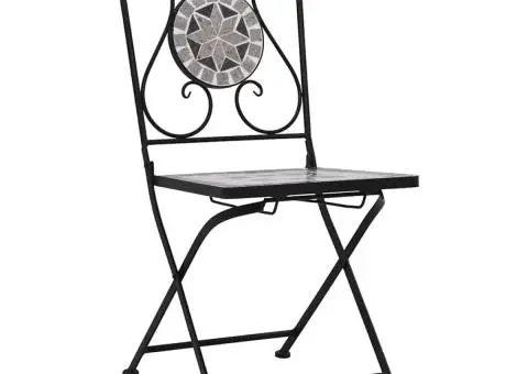 Scaune bistro cu mozaic, 2 buc., gri - 2/5