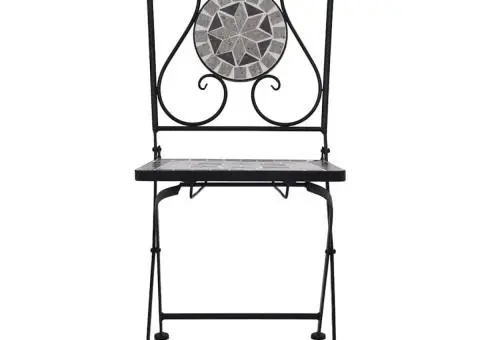 Scaune bistro cu mozaic, 2 buc., gri - 3/5