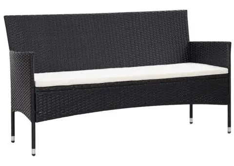 Set mobilier de grădină cu perne, 5 piese, negru, poliratan - 3/5