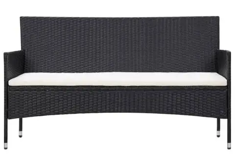 Set mobilier de grădină cu perne, 5 piese, negru, poliratan - 4/5