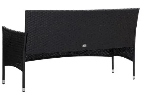 Set mobilier de grădină cu perne, 5 piese, negru, poliratan - 5/5