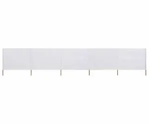 Paravan anti-vânt cu 5 panouri alb nisipiu 600 x 160 cm textil