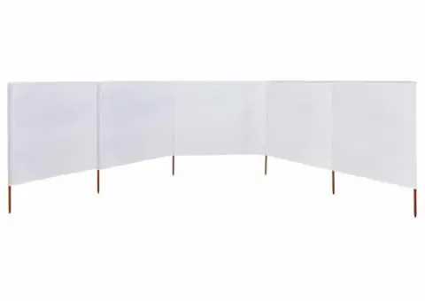 Paravan anti-vânt cu 5 panouri alb nisipiu 600 x 160 cm textil - 3/5