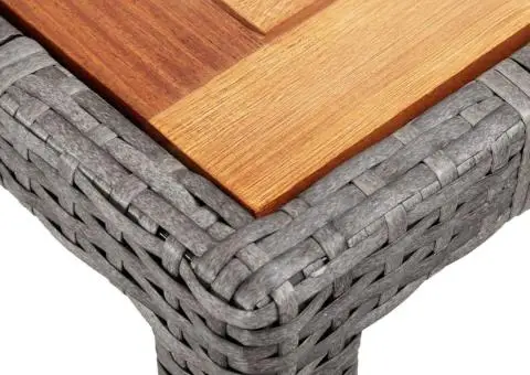 Set mobilier de exterior cu perne, 9 piese, gri, poliratan - 4/5