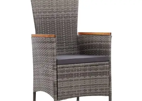 Set mobilier de exterior cu perne, 9 piese, gri, poliratan - 5/5