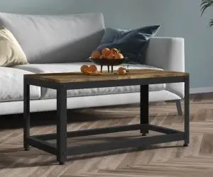 vidaXL Măsuță de cafea, maro închis & negru, 90x45x45 cm, MDF și fier