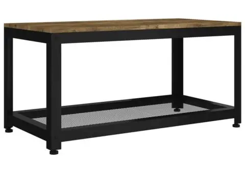 Măsuță de cafea, maro închis & negru, 90x45x45 cm, MDF și fier - 2/5