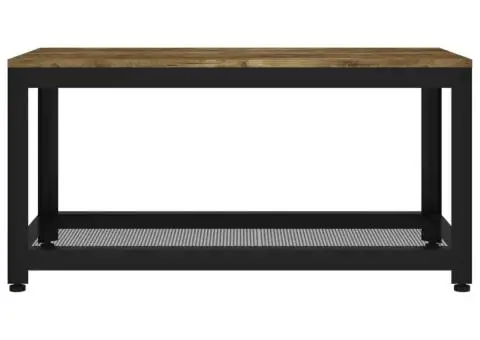 Măsuță de cafea, maro închis & negru, 90x45x45 cm, MDF și fier - 3/5