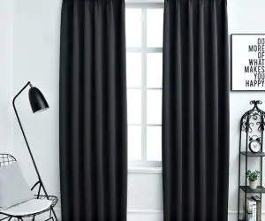 vidaXL Draperii opace cu cârlige, 2 buc., negru, 140 x 245 cm
