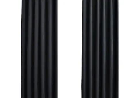 Draperii opace cu cârlige, 2 buc., negru, 140 x 245 cm - 2/5