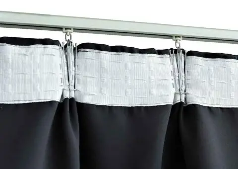 Draperii opace cu cârlige, 2 buc., negru, 140 x 245 cm - 3/5