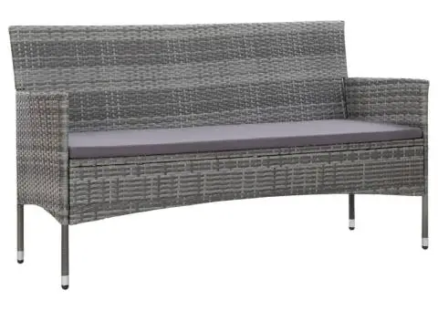 Canapea de grădină cu perne cu 3 locuri, gri, poliratan - 1/5