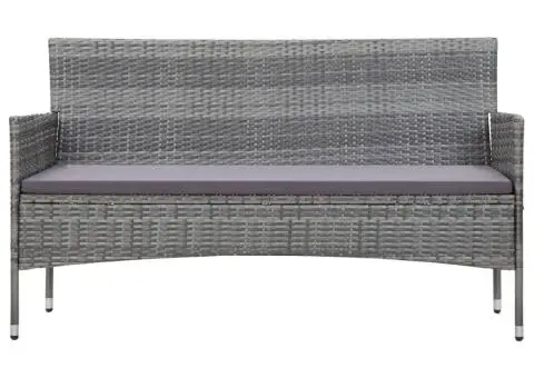 Canapea de grădină cu perne cu 3 locuri, gri, poliratan - 2/5